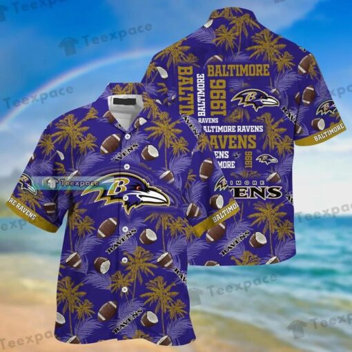 Baltimore Ravens Coconut Rugby Ball Texture Hawaii Shirt_1