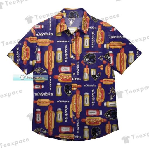 Baltimore Ravens Hotdog Logo Pattern Hawaiian Shirt