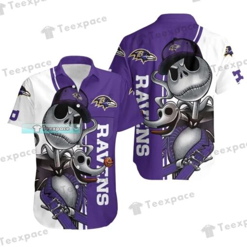 Baltimore Ravens Jack Skellington And Zero Hawaiian Shirt