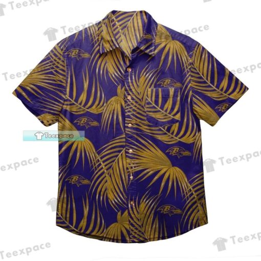Baltimore Ravens Leaf Palm Texure Hawaiian Shirt