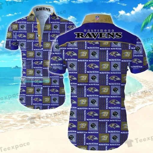 Baltimore Ravens Letter Logo Square Texture Hawaiian Shirt