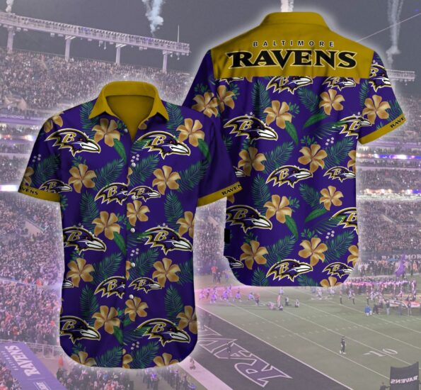 Baltimore Ravens NFL floral tropical v1 Hawaiian Shirt for fan