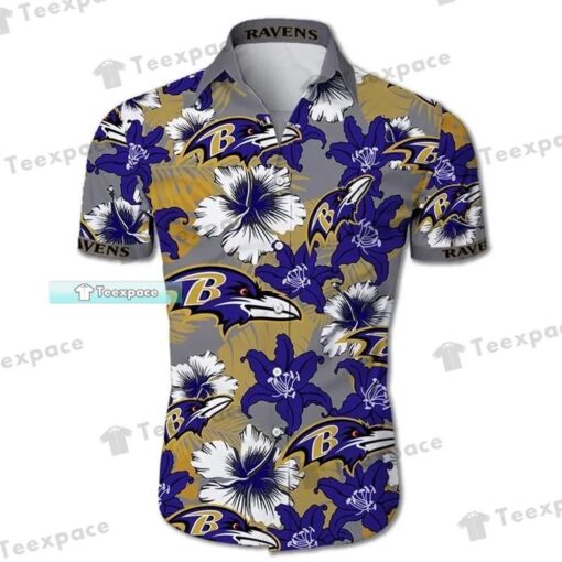 Baltimore Ravens Red Spider Lily Leaf Pattern Hawaiian Shirt