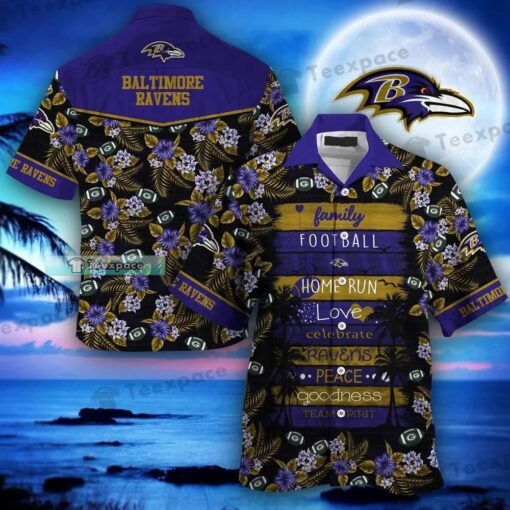 Baltimore Ravens Table Letter Home Run Family Love Hawaii Shirt_1