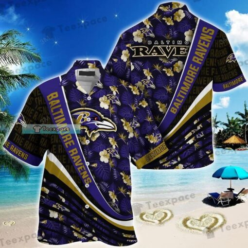 Baltimore Ravens Tropical Flower Letter Pattern Hawaii Shirt_1