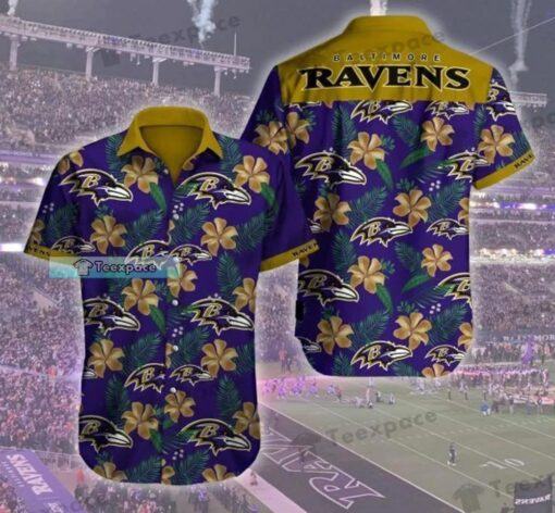 Baltimore Ravens Tropical Plant Hawaiian Shirt