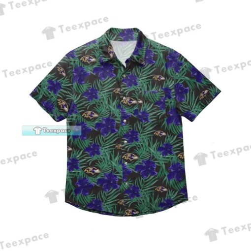 Baltimore Ravens Tropical Plant Logo Texture Hawaiian Shirt