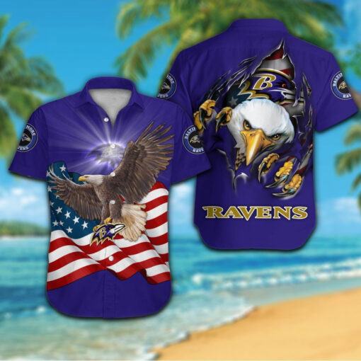 Baltimore Ravens nfl american flag Hawaiian Shirt custom for fan