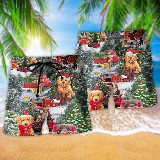 Beagle Dogs Love Christmas Every Time Trendy Aloha Hawaiian Beach Shorts