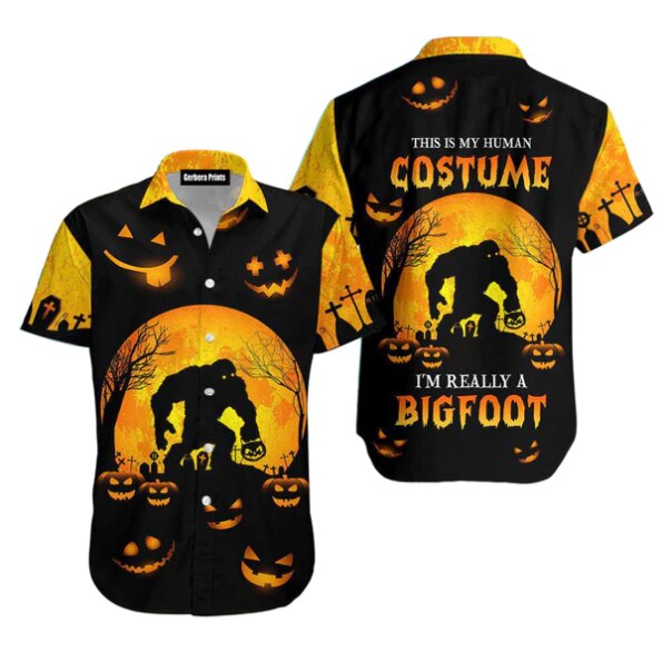 Bigfoot I’ve Been Ready For Halloween Black And Orange Aloha Hawaiian Shirts For gift