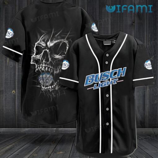 Black Busch Light Baseball Jersey Skull Beer Lovers Gift