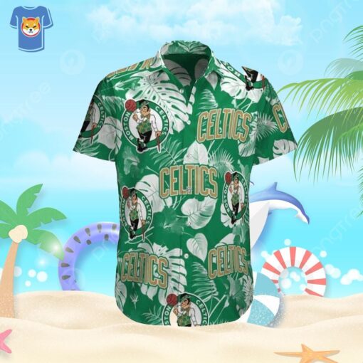 Boston Celtics Hawaiian Shirt Palm Leaves Pattern Beach Gift For Friend
