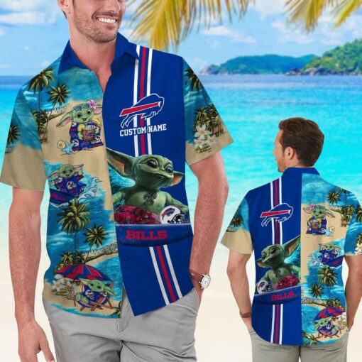 Buffalo Bills Baby Yoda Name Personalized Short Sleeve Tropical Hawaiian Shirt