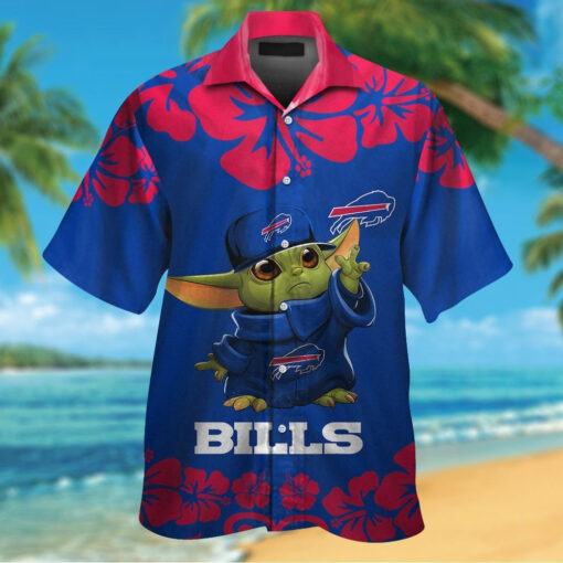 Buffalo Bills Baby Yoda Short Sleeve Button Up Tropical Hawaiian Shirt