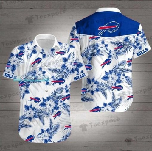 Buffalo Bills White And Blue Leaf Hawaiian Shirt