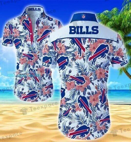 Buffalo Bills White Floral Pattern Hawaiian Shirt