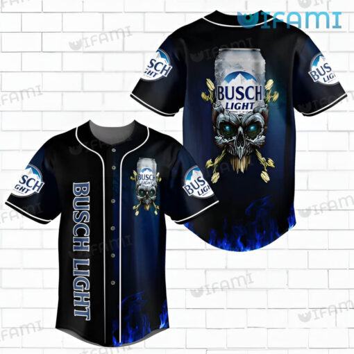 Busch Light Baseball Jersey Skull Beer Can Gift For Beer Lovers