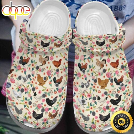 Chicken Flower Chicken Farm Bland Birthday Gifts For Woman Mother Grandma Crocs Clog Shoes