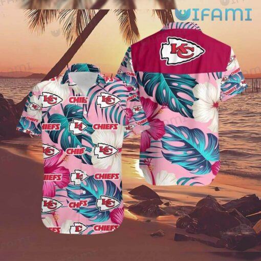 Chiefs Hawaiian Shirt Big Hibiscus Palm Leaf Kansas City Gift