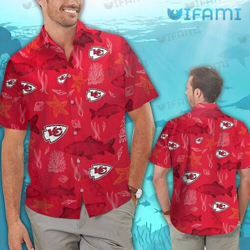 Chiefs Hawaiian Shirt Fish Starfish Coral Kansas City Chiefs Gift