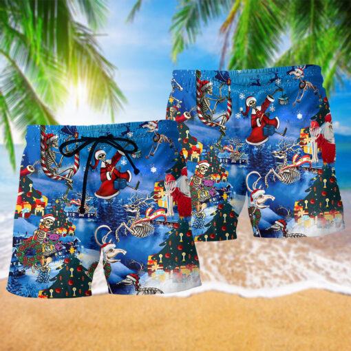 Christmas And Skull Merry Xmas Trendy Aloha Hawaiian Beach Shorts_2