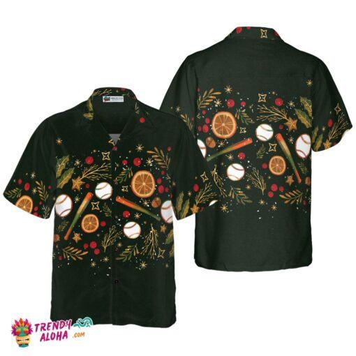 Christmas Hawaiian Shirts For Men And Women, Christmas Baseball Pattern Hawaiian Shirt Button Down Shirt Short Sleeve