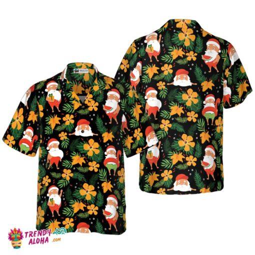 Christmas Hawaiian Shirts, Santa Swimming Tropical Pattern Shirt Short Sleeve, Christmas Shirt Idea Gift For Men And Women_1