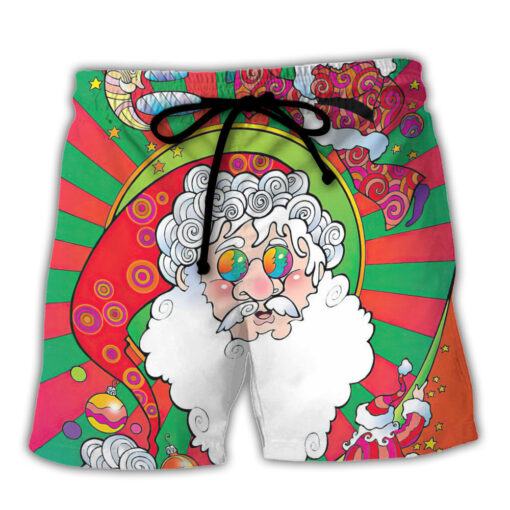 Christmas Santa Claus Psychedelic Colorful Trendy Aloha Hawaiian Beach Shorts