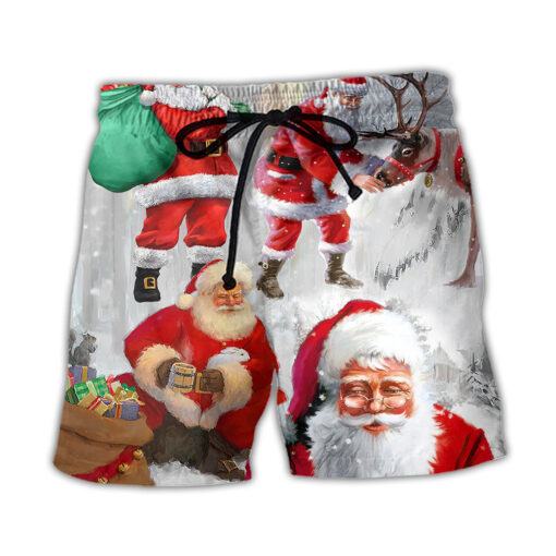 Christmas Santa Claus Story Funny Art Style Trendy Aloha Hawaiian Beach Shorts_1