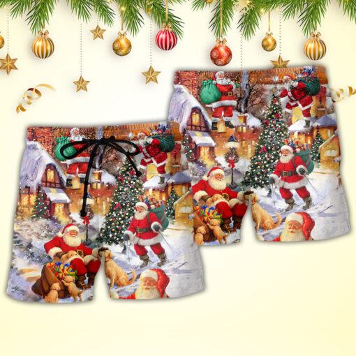 Christmas Santa Claus Story In The Town Gift For Xmas Trendy Aloha Hawaiian Beach Shorts_2