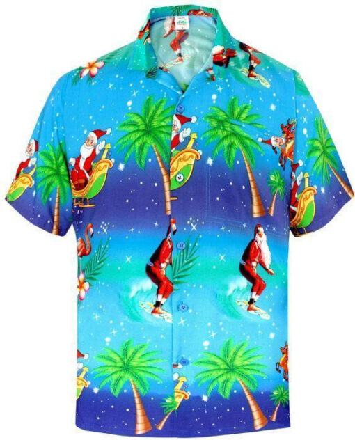 Christmas Santa Coconut Tree Trendy Hawaiian Shirt