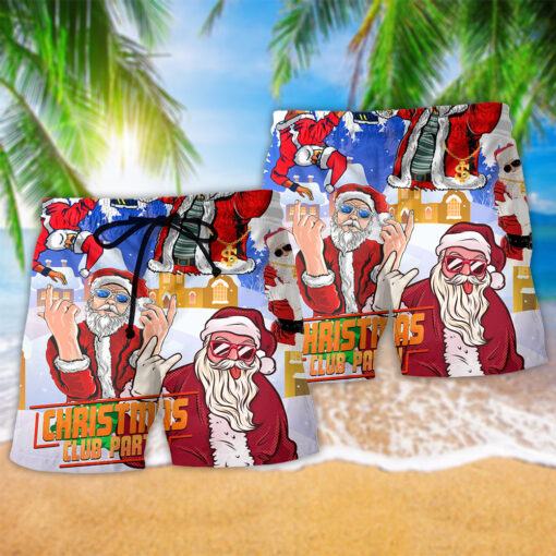 Christmas Santa Dances Like A Star Trendy Aloha Hawaiian Beach Shorts_2