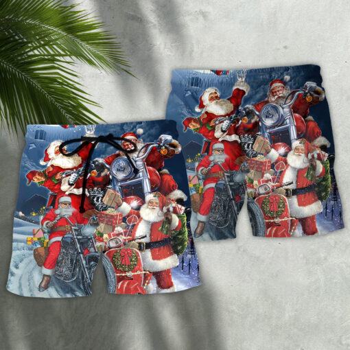 Christmas Santa I Don’t Need Reindeer I Have Motobike Trendy Aloha Hawaiian Beach Shorts_2