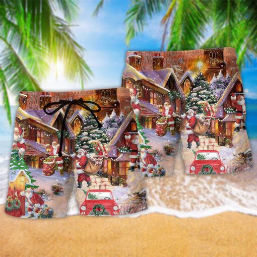 Christmas Santa Is Delivering Lover Trendy Aloha Hawaiian Beach Shorts_2