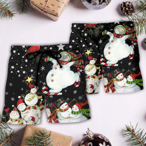 Christmas The World Of Christmas With Snowman Trendy Aloha Hawaiian Beach Shorts_2