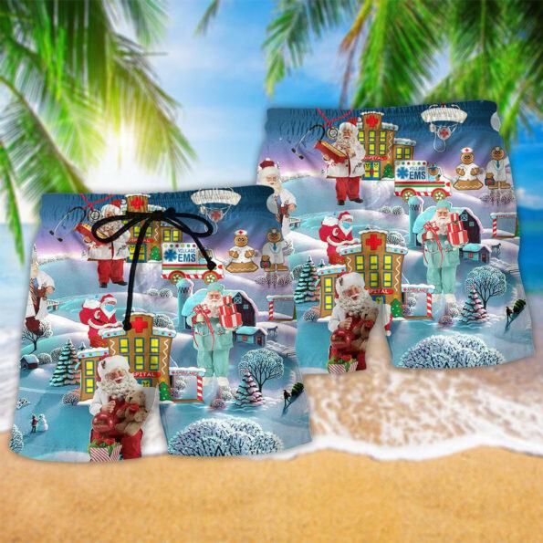 Christmas You’Re Hero Doctor Nurse Santa Health Care Trendy Aloha Hawaiian Beach Shorts_2