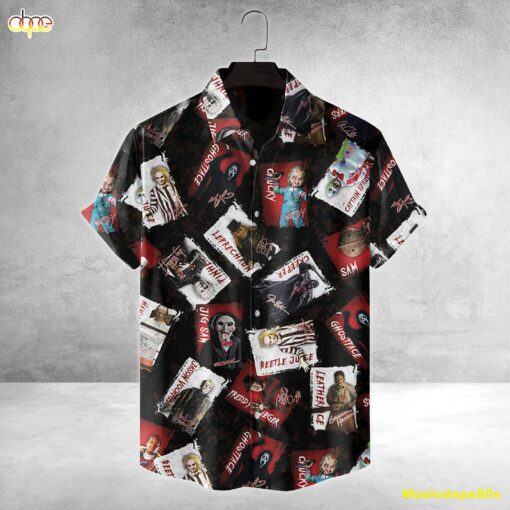 Chucky, Ghostface, Beetlejuice Characters Horror Movie Halloween All Over Print 3D Hawaiian Shirt