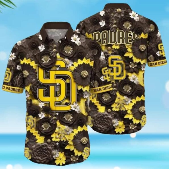 Cool Yellow Flowers Pattern MLB San Diego Padres Hawaiian Shirt ? Padres Hawaiian Shirt