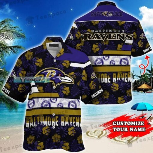 Custom Baltimore Ravens Floral Stripes Pattern Hawaii Shirt_1