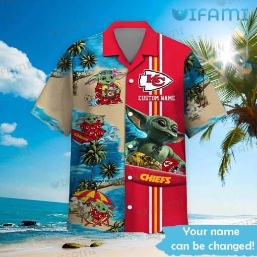 Custom Chiefs Hawaiian Shirt Baby Yoda Surfing Kansas City Chiefs Gift