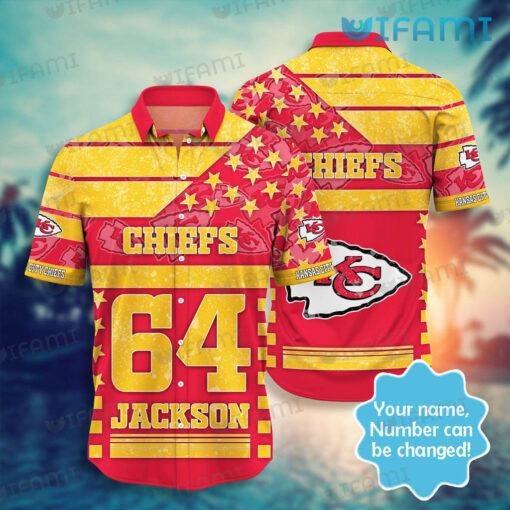 Custom Chiefs Hawaiian Shirt Star Red Gold Kansas City Chiefs Gift