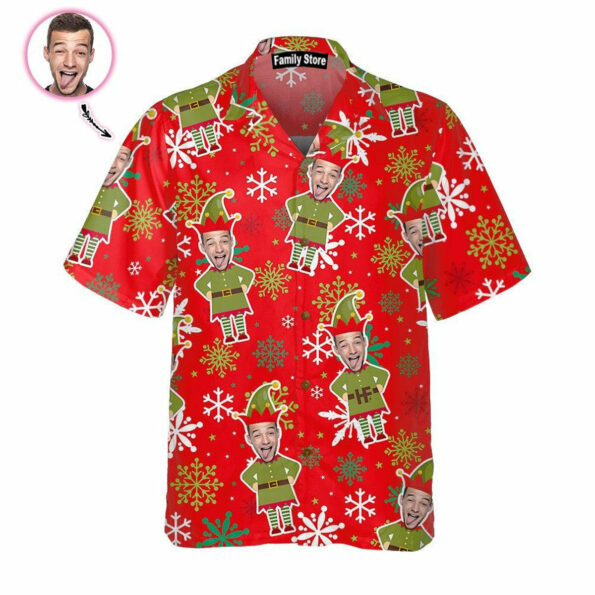 Custom Face Christmas Elf Custom Hawaiian Shirt