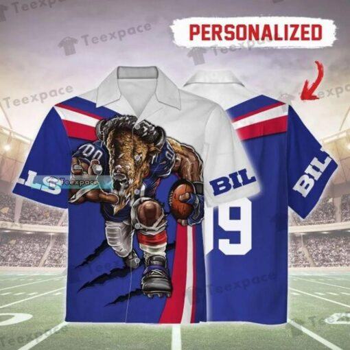 Custom Name And Number Buffalo Bills Fighting Bull Hawaiian Shirt
