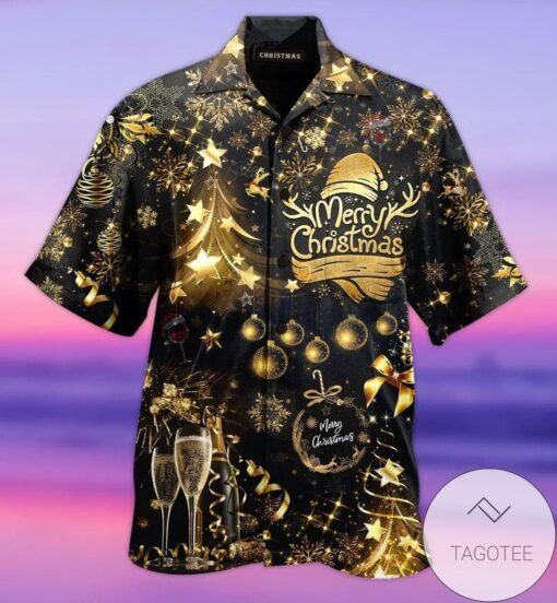 Discover Cool Merry Christmas Bling Black Hawaiian Shirts