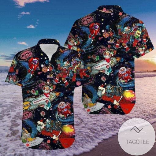 Discover Cool Universe Santa Claus Astronaut Hawaiian Shirts