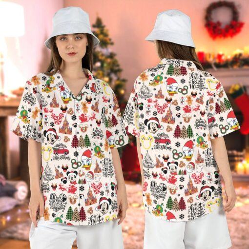 Disneyland Mickey Friends Merry Christmas Hawaiian Shirts Xmas Ho Ho Aloha