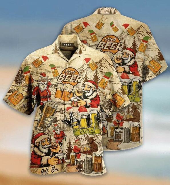 Drinking Beer With Santa Claus Hawaiian Shirt