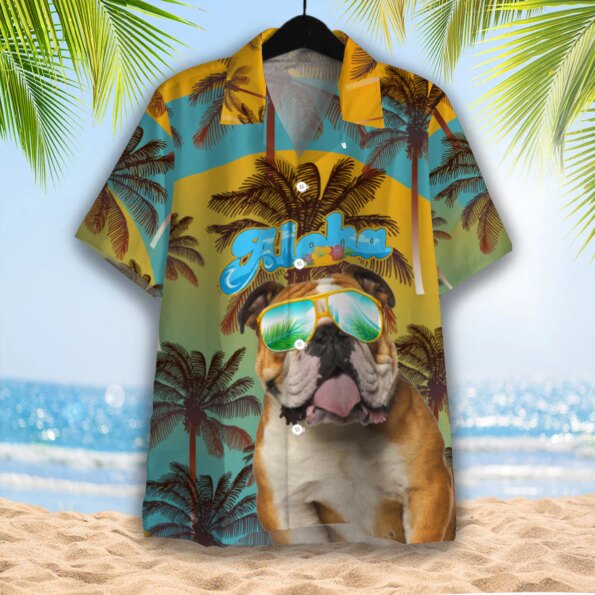 Festive Bulldog Christmas Hawaiian Aloha Shirt