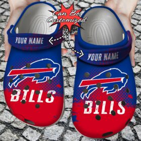 Football Crocs Personalized Buffalo Bills Half Tone Drip Flannel Clog Shoes