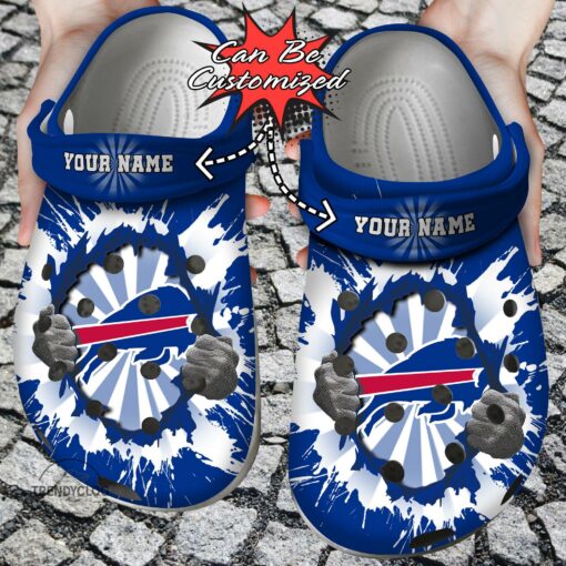 Football Crocs Personalized Buffalo Bills Hands Ripping Light Clog Shoes